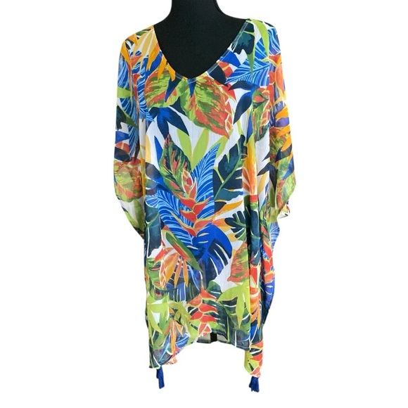 Kona Sol Tropical Swim Coverup with Strappy Back Womens Size XL NWOT Beach - Picture 3 of 10